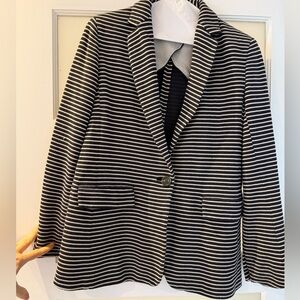 MAXMARA Striped Black and White Single-Button Blazer